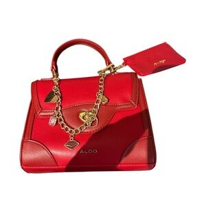 Aldo Red Mini Bag with Gold Chain